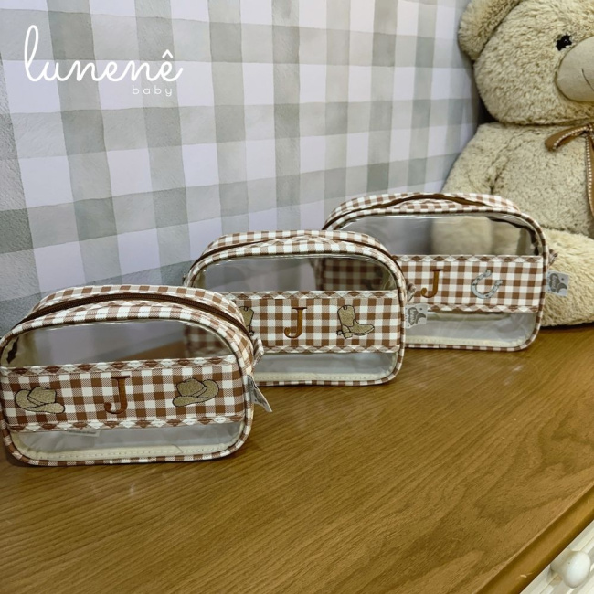 Kit Frasqueira Maternidade Xadrez Country Baby 03 Peças 4691