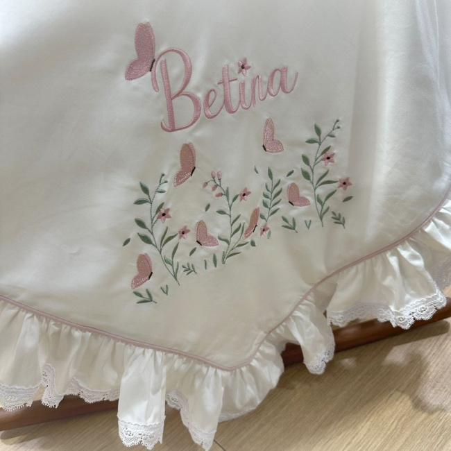 Kit Maternidade 02 Peças Personalizado Betina Rosê 200 Fios 4522