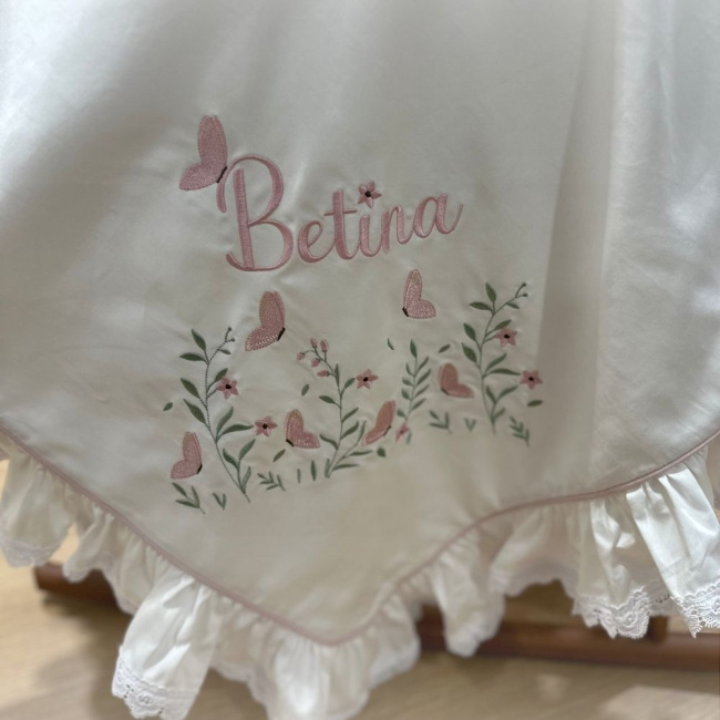 Kit Maternidade 02 Peças Personalizado Betina Rosê 200 Fios 4522