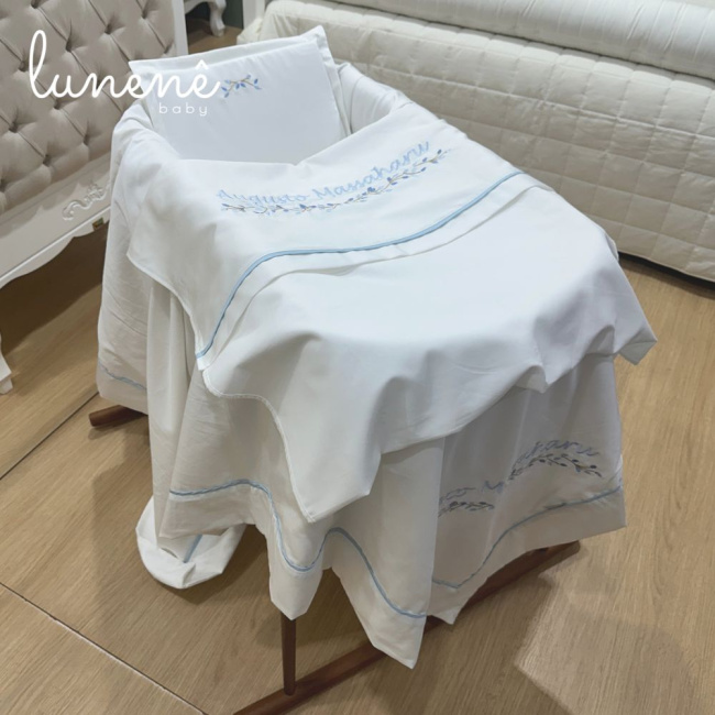 Kit Maternidade 03 Peças Lunenê Baby Ramo Azul 400 Fios 4588