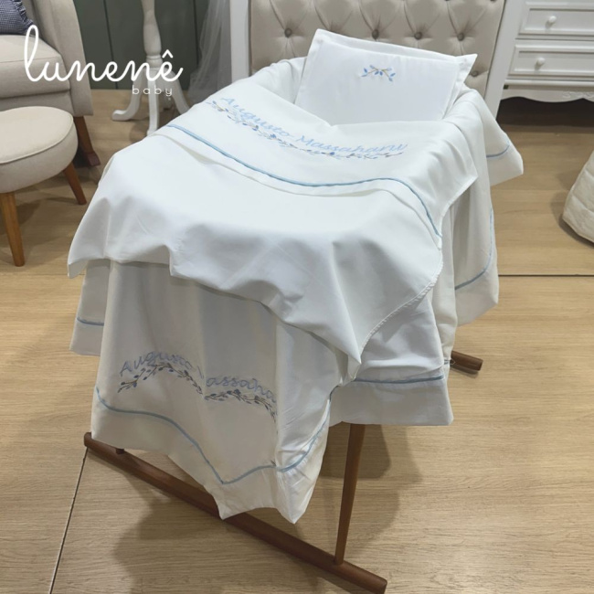 Kit Maternidade 03 Peças Lunenê Baby Ramo Azul 400 Fios 4588