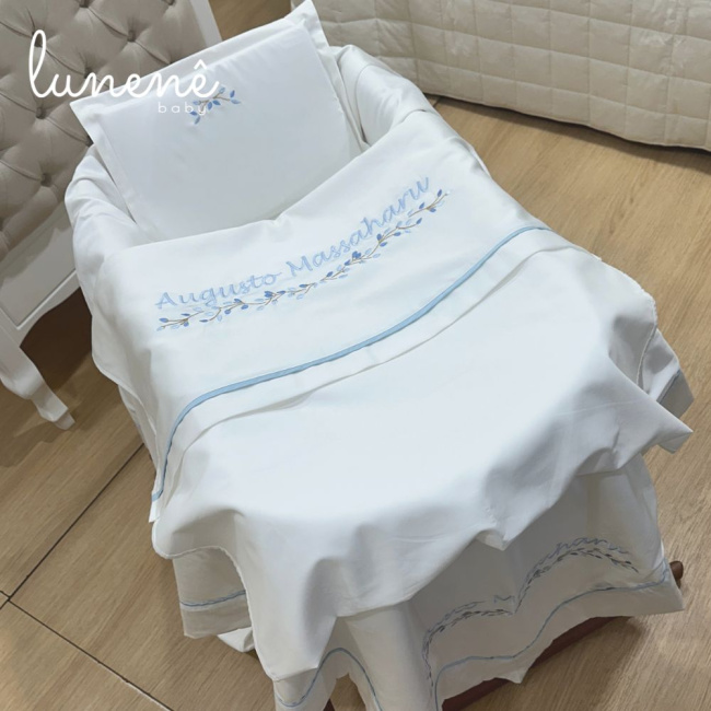 Kit Maternidade 03 Peças Lunenê Baby Ramo Azul 400 Fios 4588
