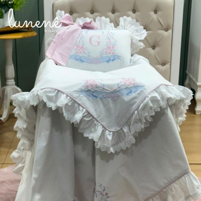 Kit Maternidade 03 Peças Personalizado Floral Giorgia 200 Fios