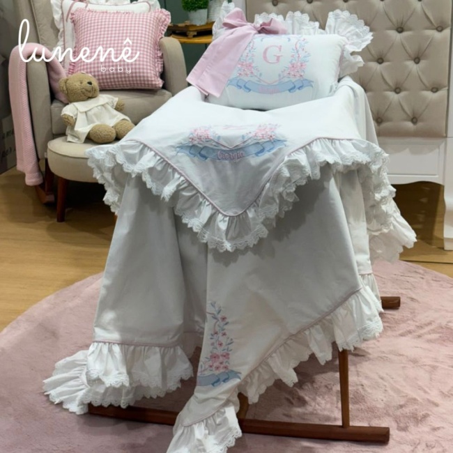 Kit Maternidade 03 Peças Personalizado Floral Giorgia 200 Fios