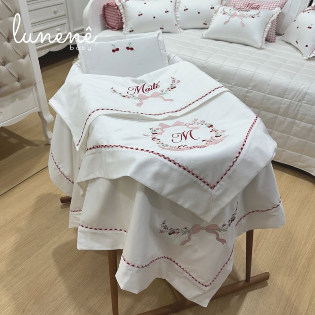 Kit Maternidade 04 Peças Cerejinha Vermelha 400 Fios 4372