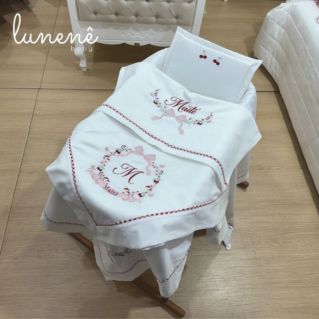 Kit Maternidade 04 Peças Cerejinha Vermelha 400 Fios 4372