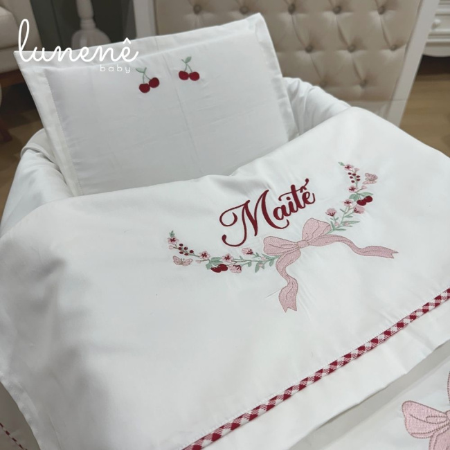 Kit Maternidade 04 Peças Cerejinha Vermelha 400 Fios 4372