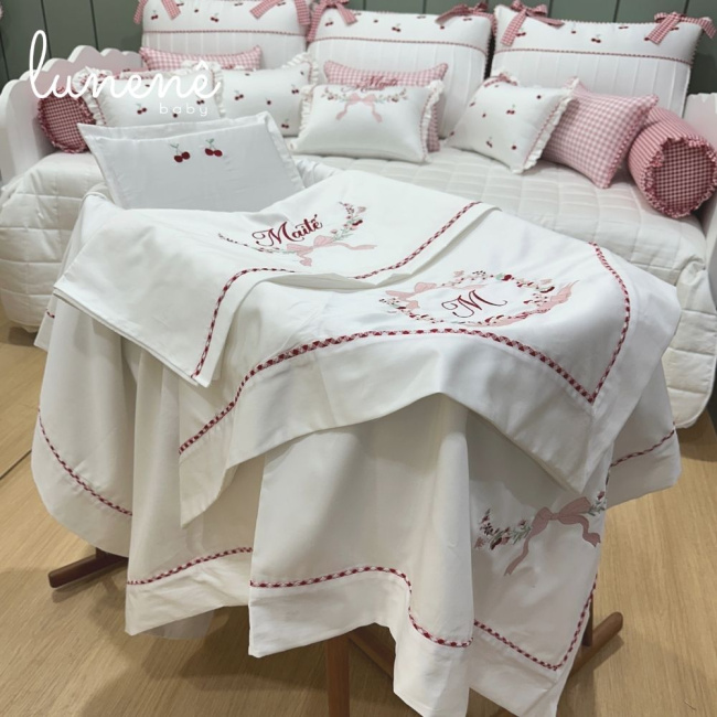 Kit Maternidade 04 Peças Cerejinha Vermelha 400 Fios 4372