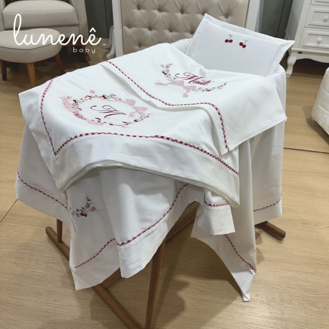 Kit Maternidade 04 Peças Cerejinha Vermelha 400 Fios 4372