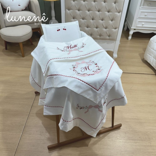 Kit Maternidade 04 Peças Cerejinha Vermelha 400 Fios 4372