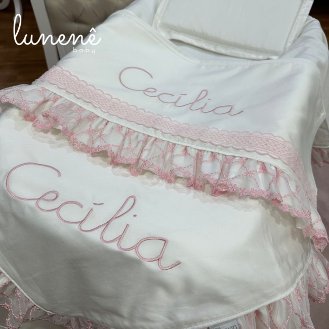Kit Maternidade 04 Peças Lunenê Baby Casteli Rosa 400 Fios 4583