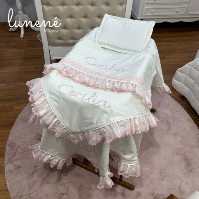 Kit Maternidade 04 Peças Lunenê Baby Casteli Rosa 400 Fios 4583