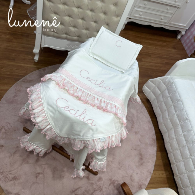 Kit Maternidade 04 Peças Lunenê Baby Casteli Rosa 400 Fios 4583