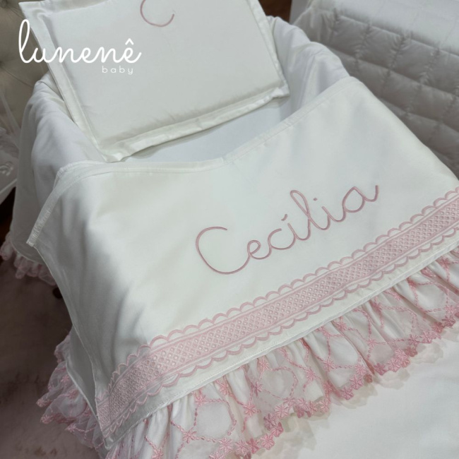 Kit Maternidade 04 Peças Lunenê Baby Casteli Rosa 400 Fios 4583