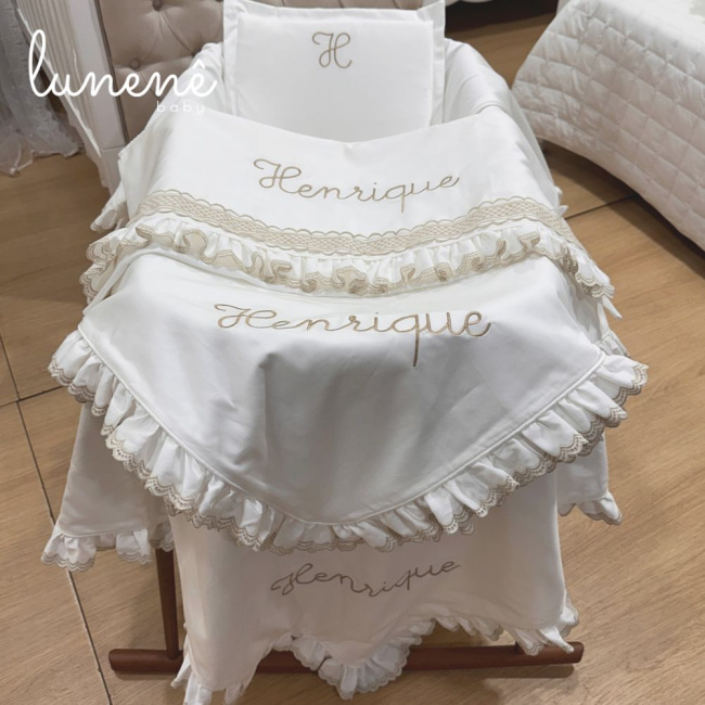 Kit Maternidade 04 Peças Lunenê Baby Castelli Caqui 400 Fios 4579