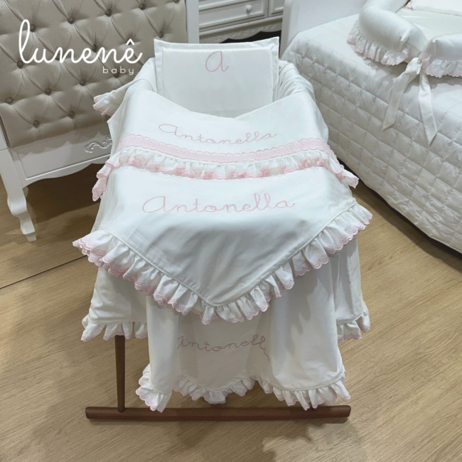 Kit Maternidade 04 Peças Lunenê Baby Castelli Rosa 400 Fios 4583