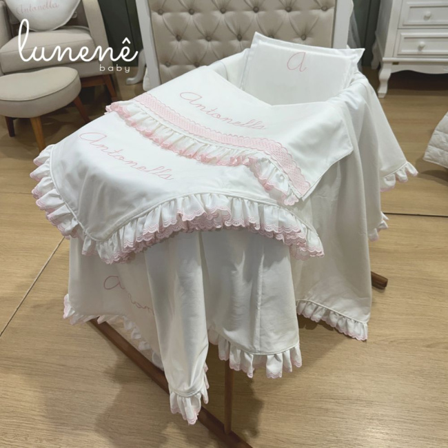 Kit Maternidade 04 Peças Lunenê Baby Castelli Rosa 400 Fios 4583