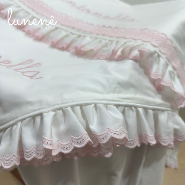 Kit Maternidade 04 Peças Lunenê Baby Castelli Rosa 400 Fios 4583