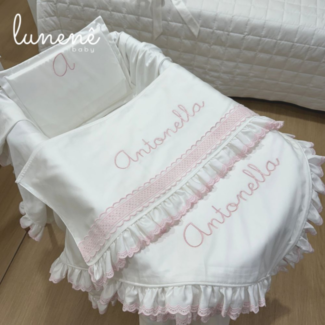 Kit Maternidade 04 Peças Lunenê Baby Castelli Rosa 400 Fios 4583