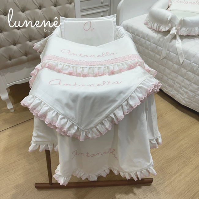 Kit Maternidade 04 Peças Lunenê Baby Castelli Rosa 400 Fios 4583