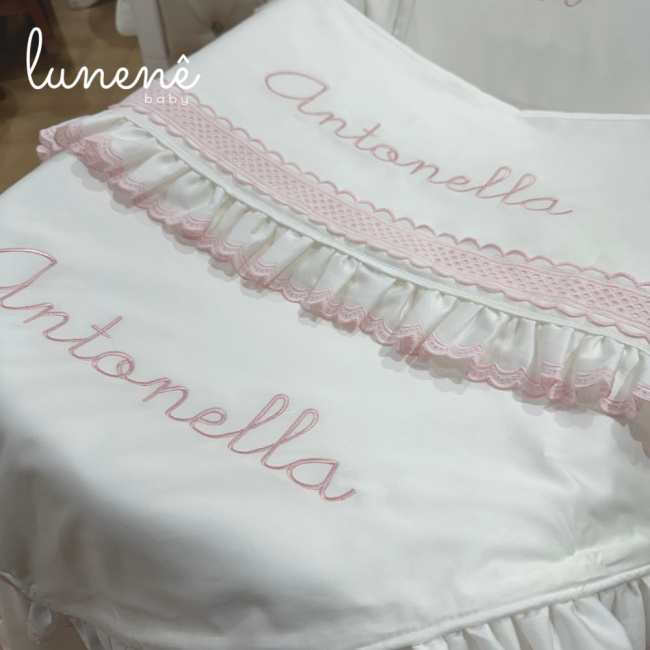 Kit Maternidade 04 Peças Lunenê Baby Castelli Rosa 400 Fios 4583