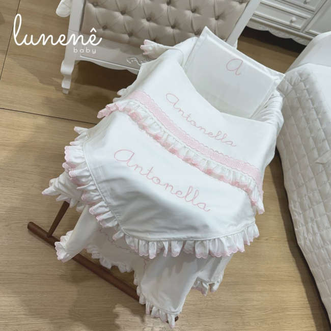 Kit Maternidade 04 Peças Lunenê Baby Castelli Rosa 400 Fios 4583