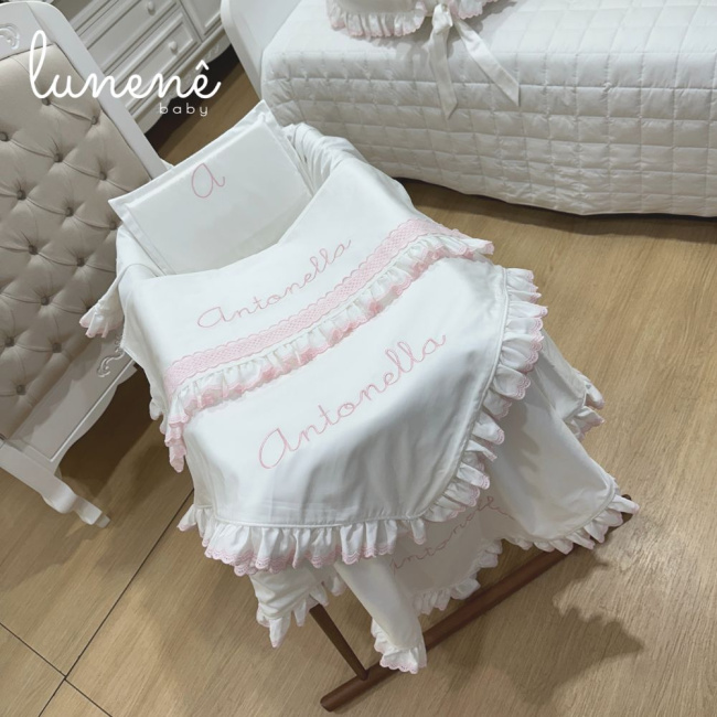 Kit Maternidade 04 Peças Lunenê Baby Castelli Rosa 400 Fios 4583