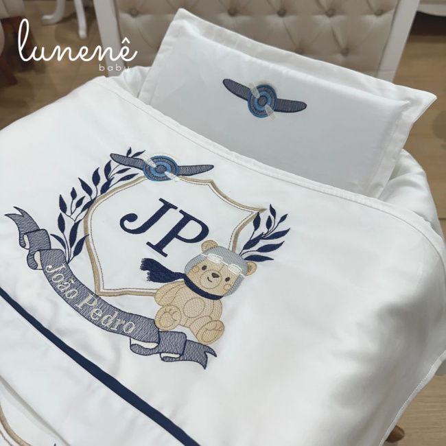 Kit Maternidade 04 Peças Personale Baby 400 Fios Ursinho Aviador 4577