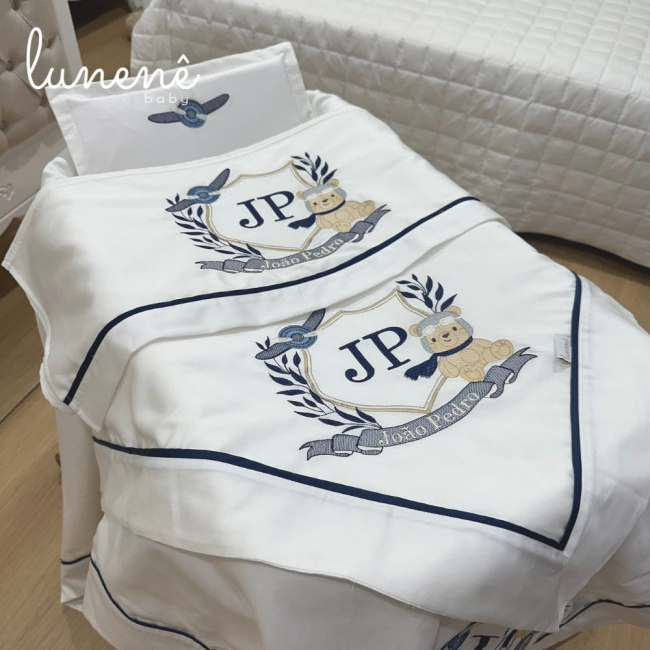 Kit Maternidade 04 Peças Personale Baby 400 Fios Ursinho Aviador 4577