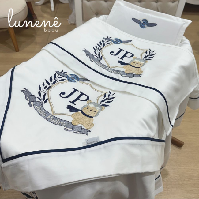 Kit Maternidade 04 Peças Personale Baby 400 Fios Ursinho Aviador 4577