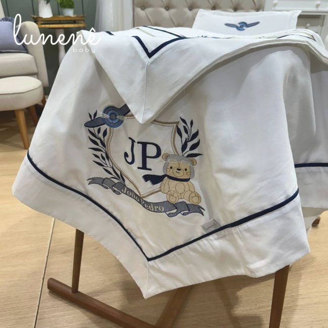 Kit Maternidade 04 Peças Personale Baby 400 Fios Ursinho Aviador 4577