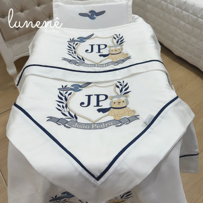 Kit Maternidade 04 Peças Personale Baby 400 Fios Ursinho Aviador 4577