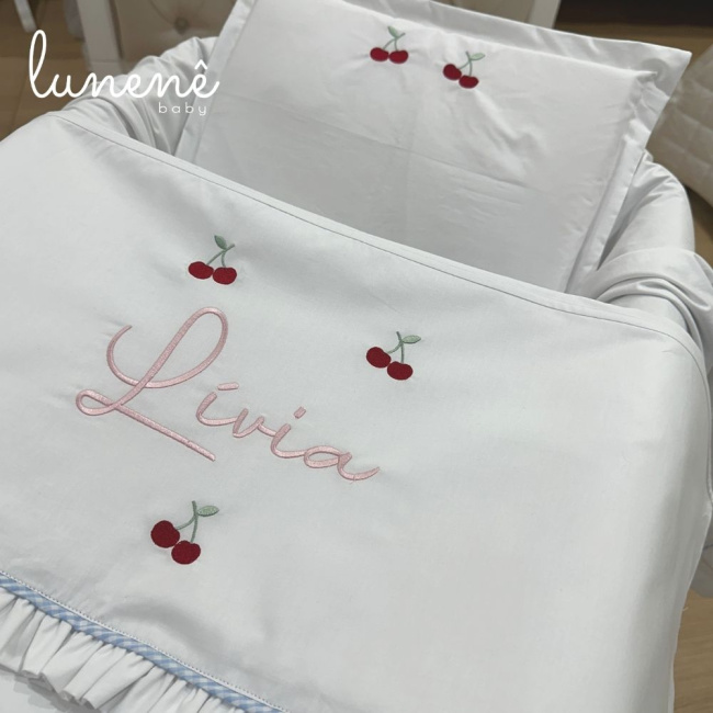 Kit Maternidade 04 Peças Personalizado Azul Xadrez 200 Fios 4599