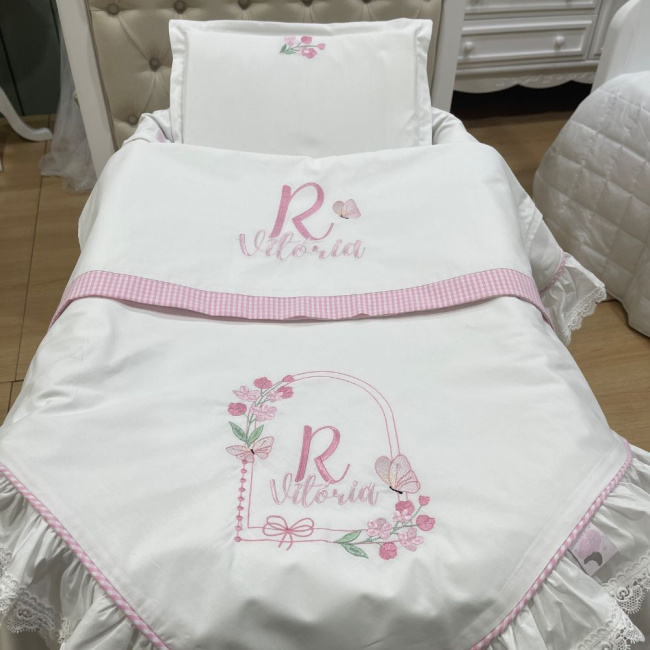 Kit Maternidade 04 Peças Personalizado Borboletas 200 Fios 4511
