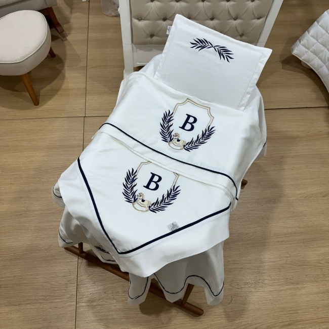 Kit Maternidade 04 Peças Personalizado Cavalinho Baby 400 Fios 4527