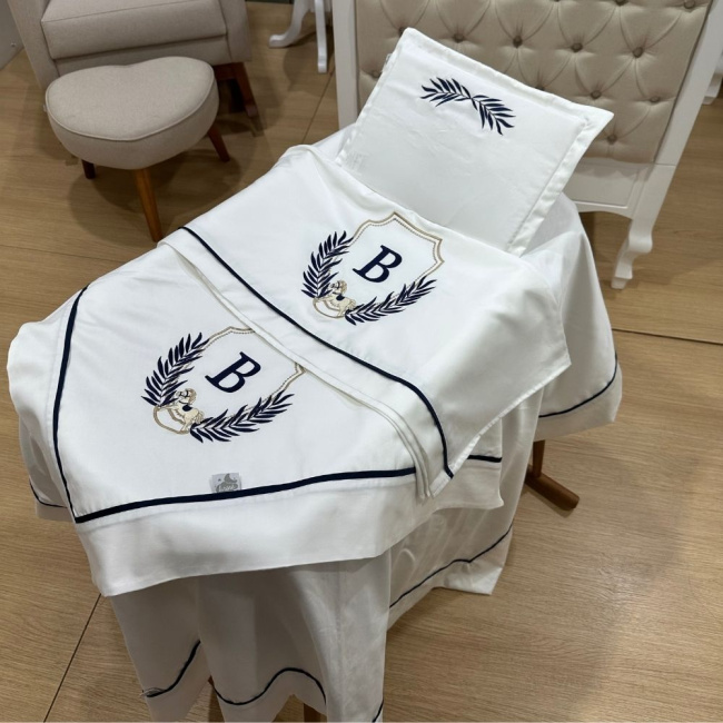 Kit Maternidade 04 Peças Personalizado Cavalinho Baby 400 Fios 4527