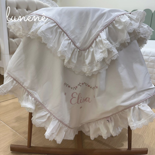 Kit Maternidade 04 Peças Personalizado com nome Elisa 200 Fios