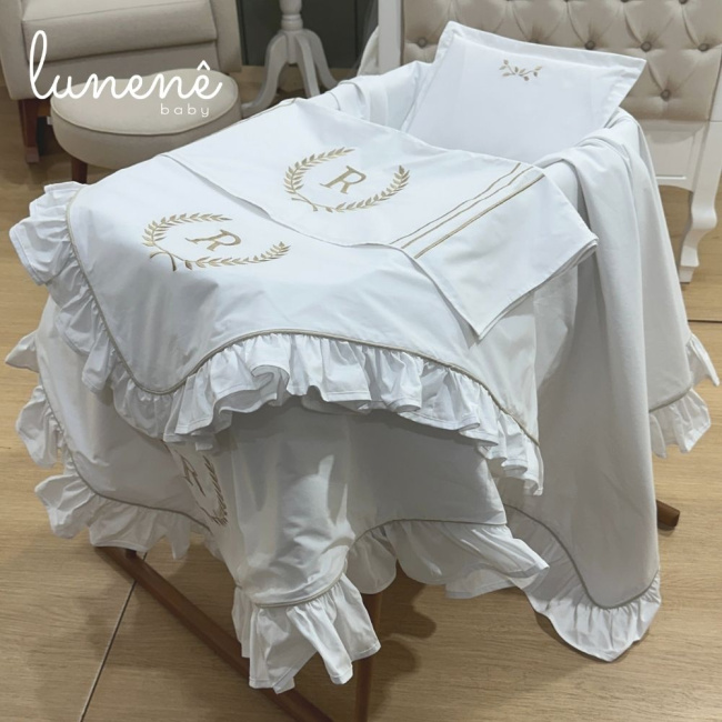 Kit Maternidade 04 Peças Personalizado Imperial Caqui 200 Fios 4548