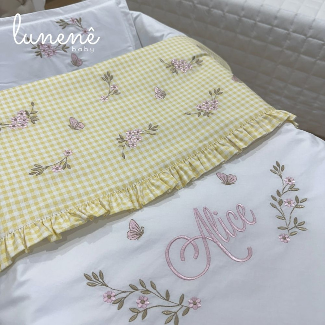 Kit Maternidade 04 Peças Personalizado Jardim Encantado 200 Fios 4556