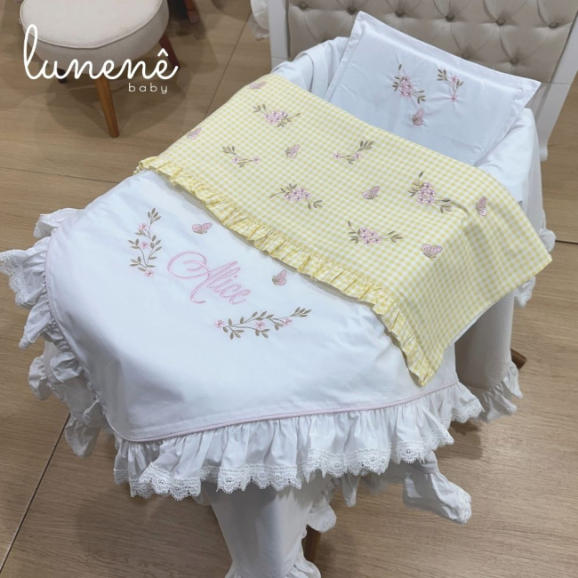 Kit Maternidade 04 Peças Personalizado Jardim Encantado 200 Fios 4556