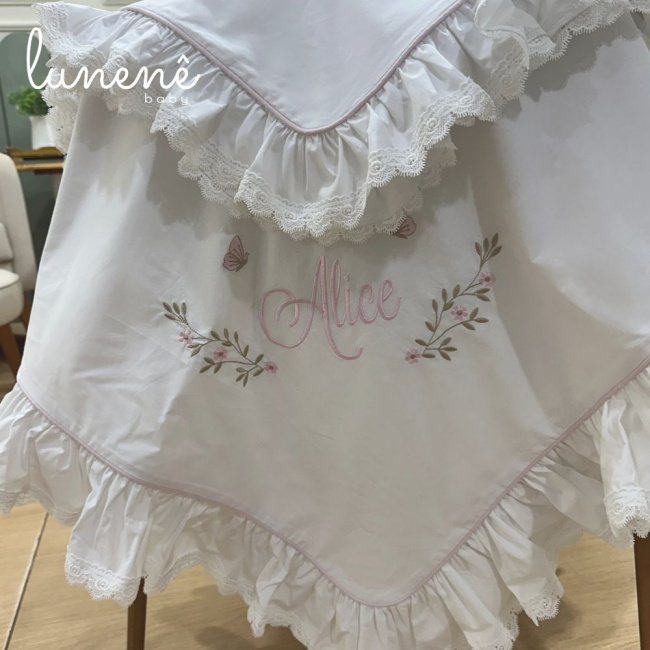 Kit Maternidade 04 Peças Personalizado Jardim Encantado 200 Fios 4556