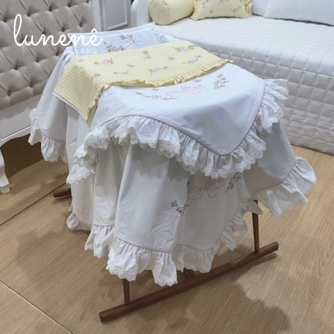 Kit Maternidade 04 Peças Personalizado Jardim Encantado 200 Fios 4556