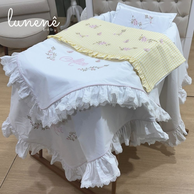 Kit Maternidade 04 Peças Personalizado Jardim Encantado 200 Fios 4556