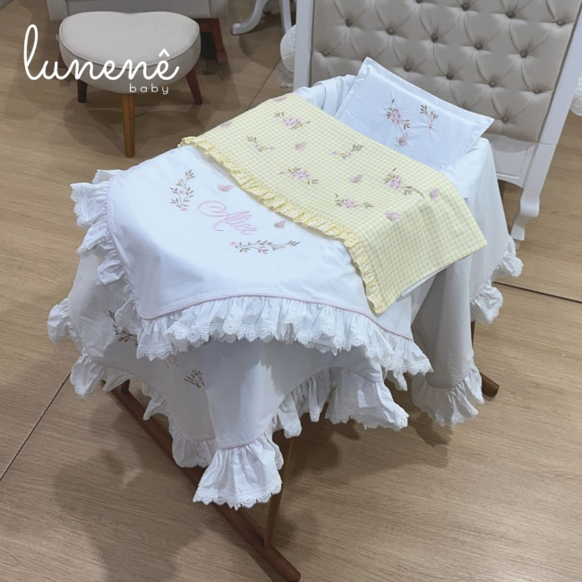 Kit Maternidade 04 Peças Personalizado Jardim Encantado 200 Fios 4556