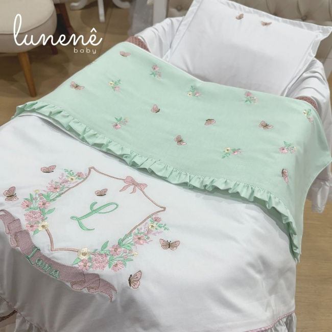 Kit Maternidade 04 Peças Personalizado Jardim Encantado 200 Fios 4587