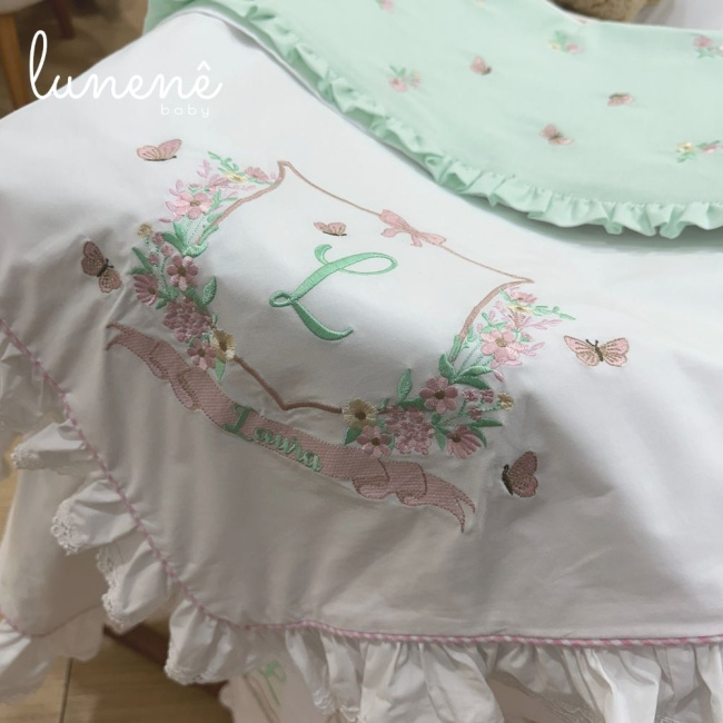 Kit Maternidade 04 Peças Personalizado Jardim Encantado 200 Fios 4587