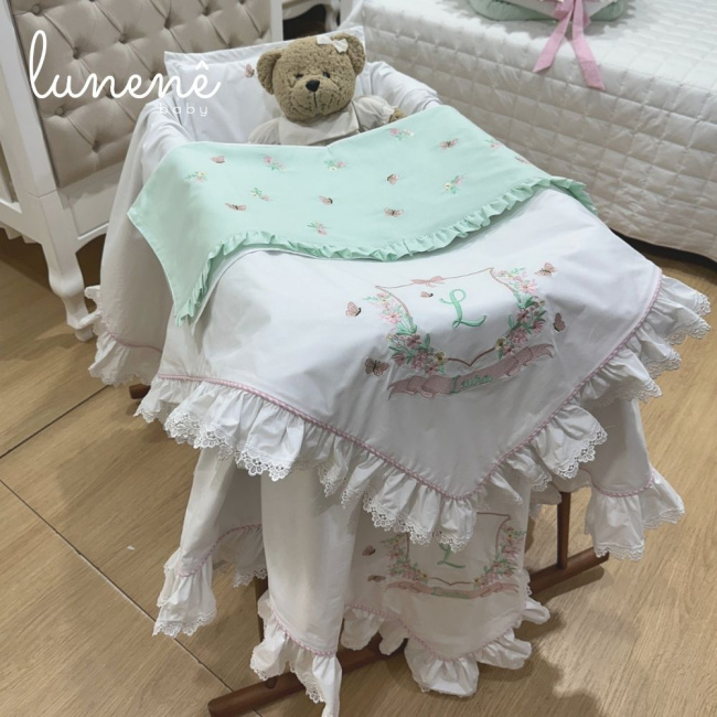 Kit Maternidade 04 Peças Personalizado Jardim Encantado 200 Fios 4587