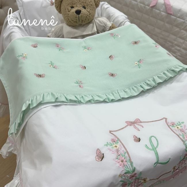 Kit Maternidade 04 Peças Personalizado Jardim Encantado 200 Fios 4587