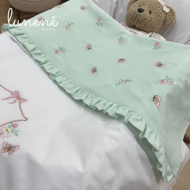 Kit Maternidade 04 Peças Personalizado Jardim Encantado 200 Fios 4587