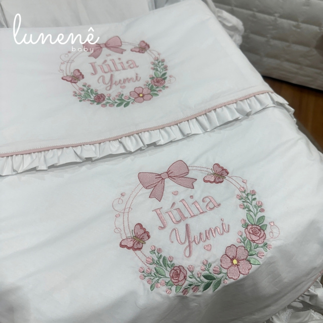 Kit Maternidade 04 Peças Personalizado Xadrez Rosa 4695